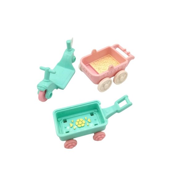 Precious Places Fisher Price Vintage Wagon Buggy Scooter Dollhouse Kids Toys - Picture 1 of 15